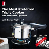 Trimax Stainless Steel Outer Lid Pressure Cooker, Easy Locking - Induction Bottom BGIN-7862