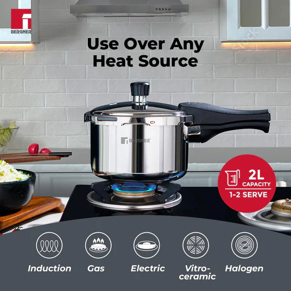 Trimax Stainless Steel Outer Lid Pressure Cooker, Easy Locking - Induction Bottom BGIN-7862