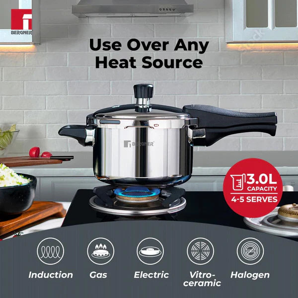 Trimax Stainless Steel Outer Lid Pressure Cooker, Easy Locking - Induction Bottom BGIN-7863