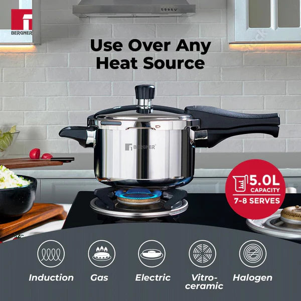 Trimax Stainless Steel Outer Lid Pressure Cooker, Easy Locking - Induction Bottom BGIN-7864