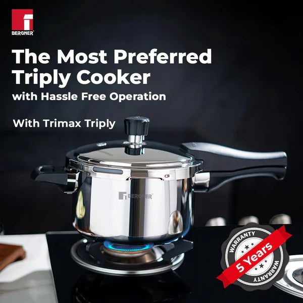 Trimax Stainless Steel Outer Lid Pressure Cooker, Easy Locking - Induction Bottom BGIN-7866