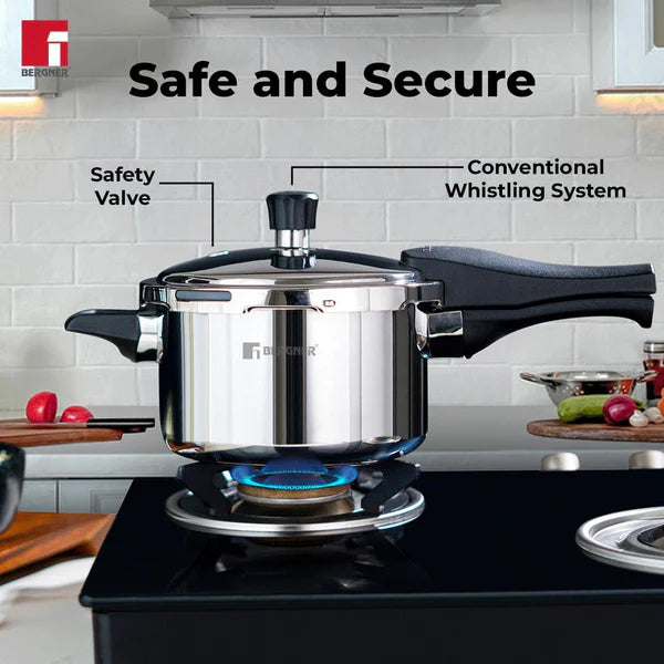 Trimax Stainless Steel Outer Lid Pressure Cooker, Easy Locking - Induction Bottom BGIN-7866