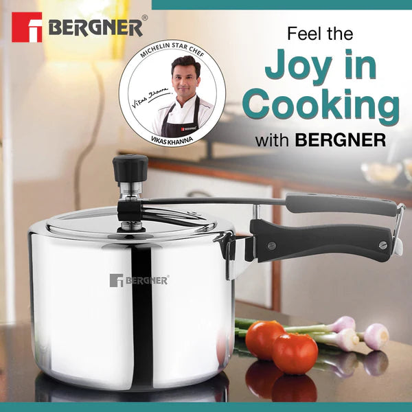 Argent Tri-Ply 18/10 Stainless Steel Inner Lid Pressure Cooker with Rivetless Technology, 2.5 mm Body Thickness – Induction Bottom BGIN-7893