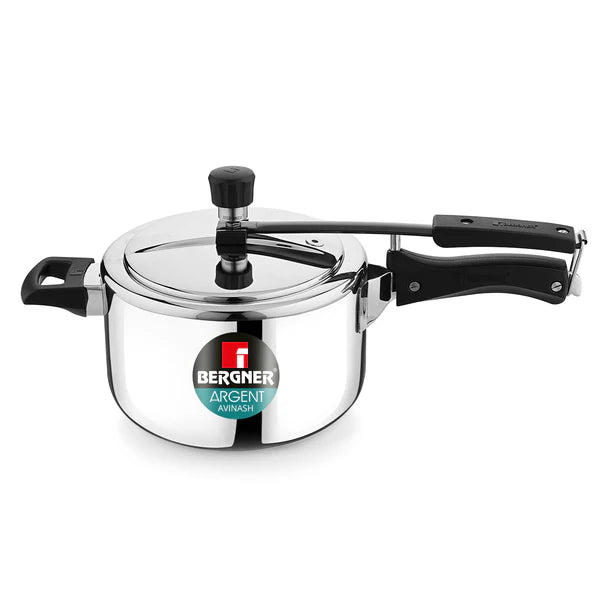 Argent Tri-Ply 18/10 Stainless Steel Inner Lid Pressure Cooker with Rivetless Technology, 2.5 mm Body Thickness - Induction Bottom BGIN-7895