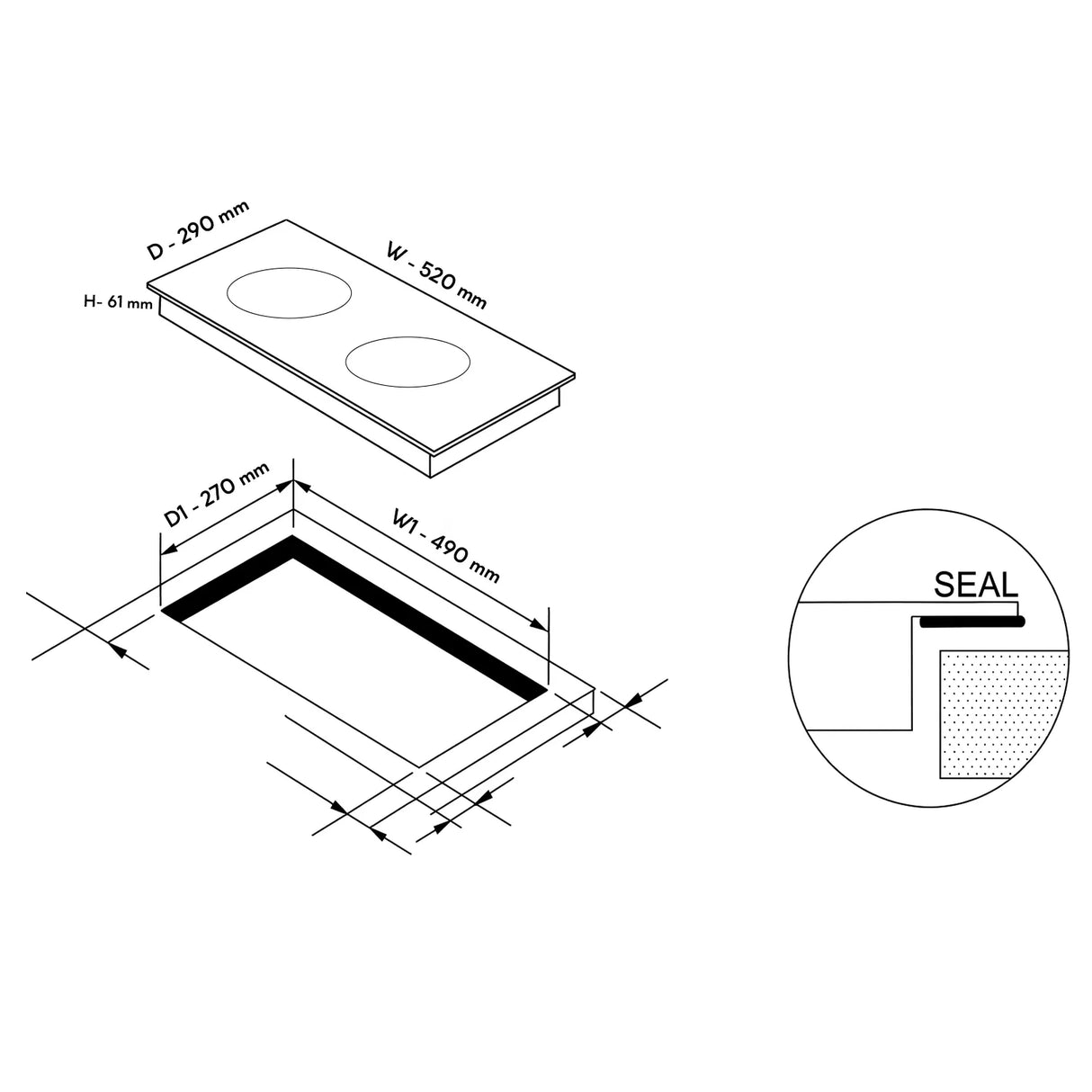 2 Zone Built-in Induction Hob with 9 Power Levels Touch Control Timer (BH1015IC2Z)