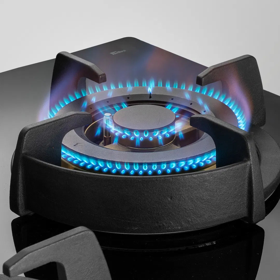 BLH 603X Built-in Hob | 60 cm, 3 Full Brass Burners with FFD, Cast Iron Pan Support, Auto Ignition, SS Edge Strip