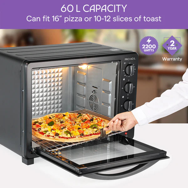 Pro 60L Oven Toaster Griller 2200W with Convection, Rotisserie & 12-Stage Heating