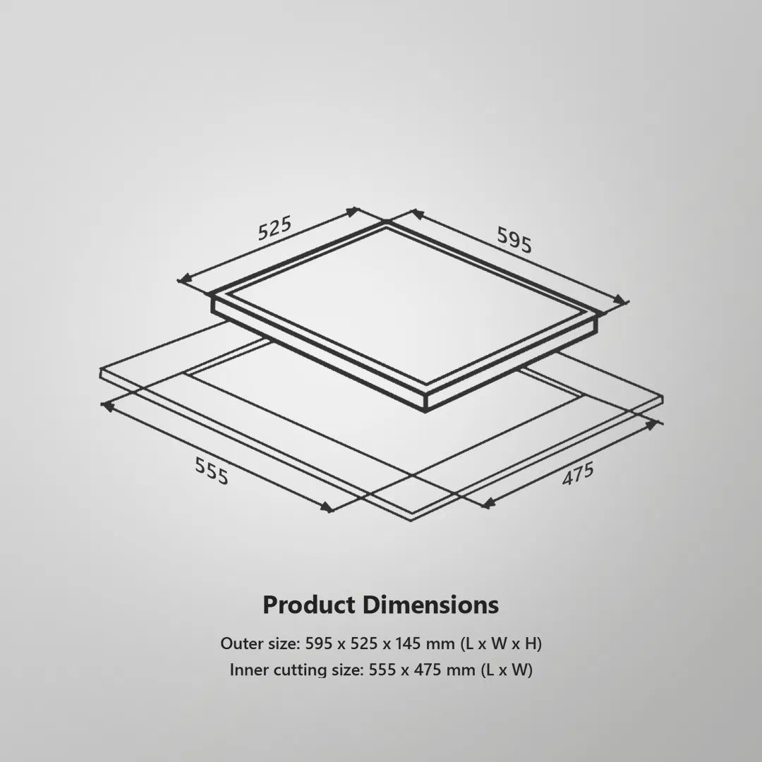 BZ 603 78cm 3 Burner Built-in Hob with Forged Brass Burners & Auto Ignition