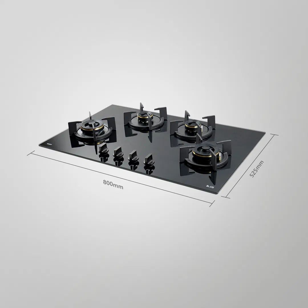 BZ 804 78cm Built-in Hob with 4 Forged Brass Burners & Auto Electric Ignition