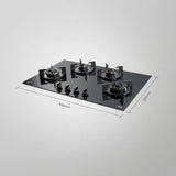 BZ 804 78cm Built-in Hob with 4 Forged Brass Burners & Auto Electric Ignition