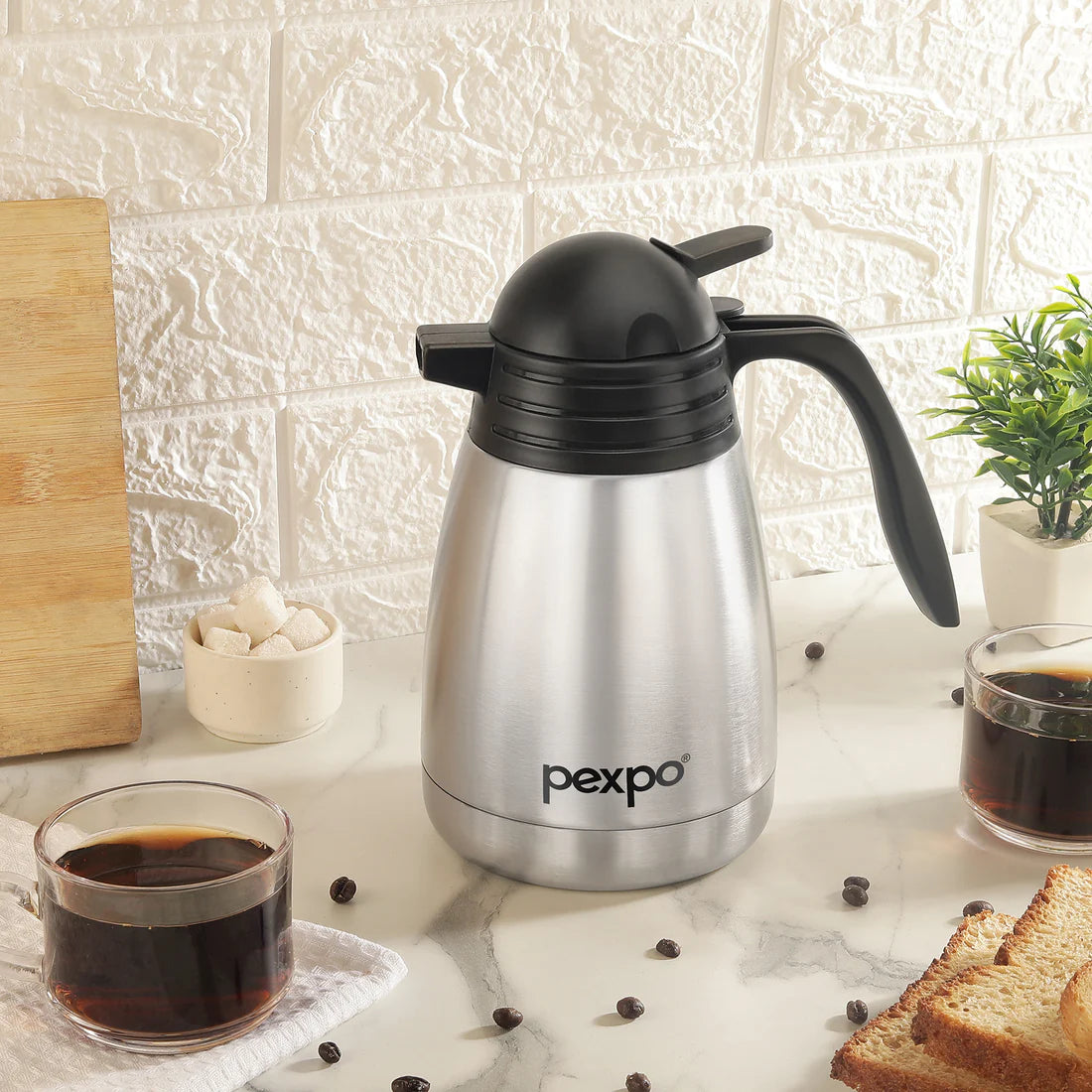 Pexpo- Stainless Steel Cosmo Carafe Vacuum Insulated (Tea pot) | 24/7 Hot & Cold 1000 ML MilitaryGreen