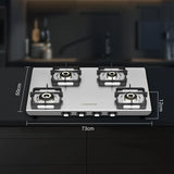 Curvv Matte Stainless Steel Cooktop 4 Burner Manual Ignition