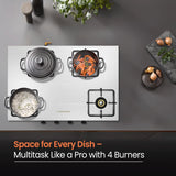 Curvv Matte Stainless Steel Cooktop 4 Burner Manual Ignition