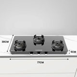 Regal Pro 3 Burner Gas Stove Toughened Glass Cooktop Manual Ignition