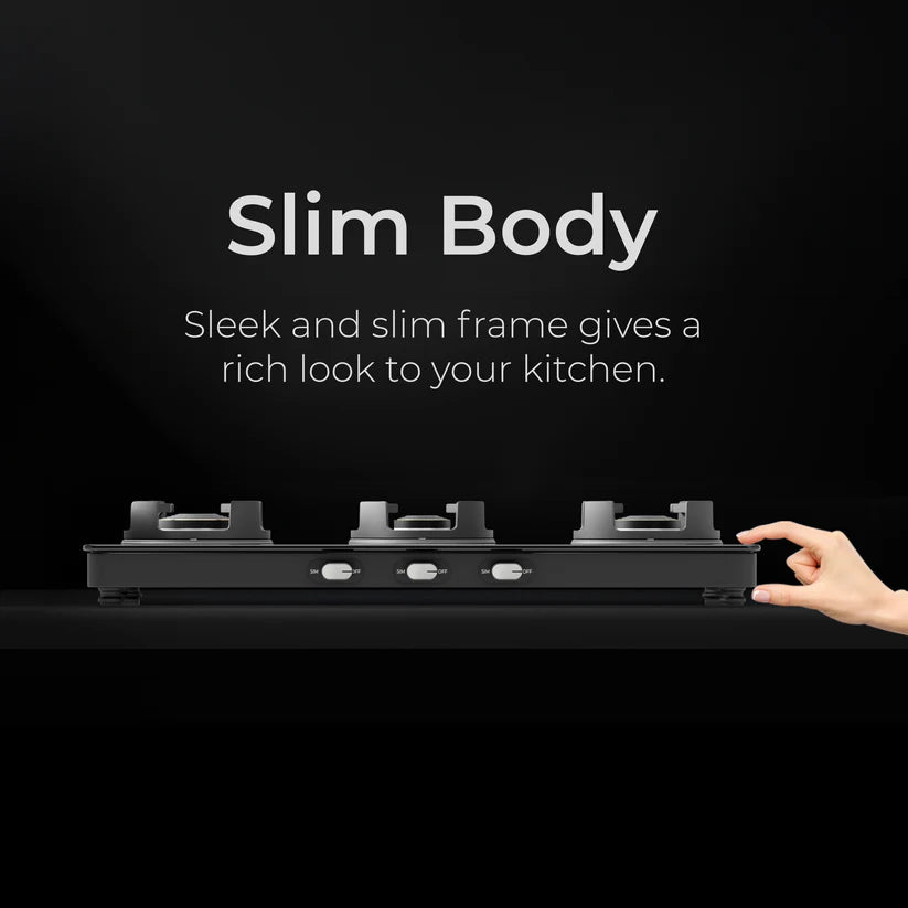 Regal Pro 3 Burner Gas Stove Toughened Glass Cooktop Manual Ignition