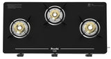 Luxe 3 Burner Glass Top Gas Stove With Driptray Less Infinity Design