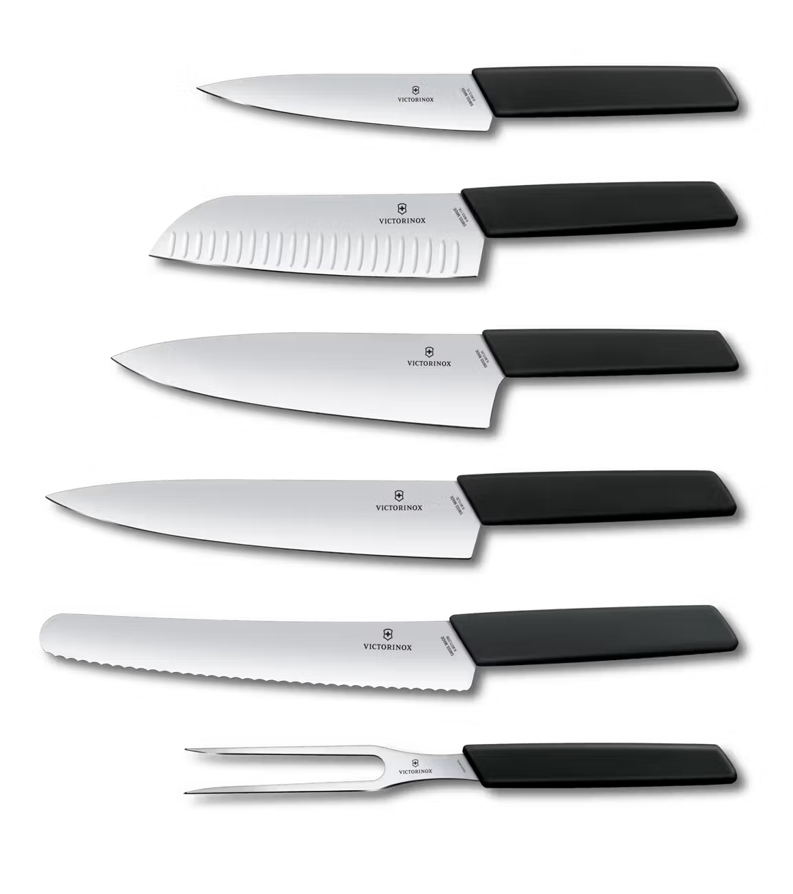 Swiss Made Modern Knife Block 6 Pieces Black Beechwood Knife Set (6.7186.63)