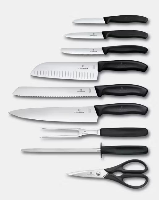 Swiss Made Classic Cutlery Block 9 Pieces Beechwood Knife Set