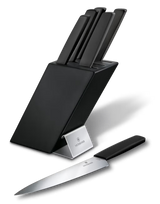 Swiss Made Modern Knife Block 6 Pieces Black Beechwood Knife Set (6.7186.63)