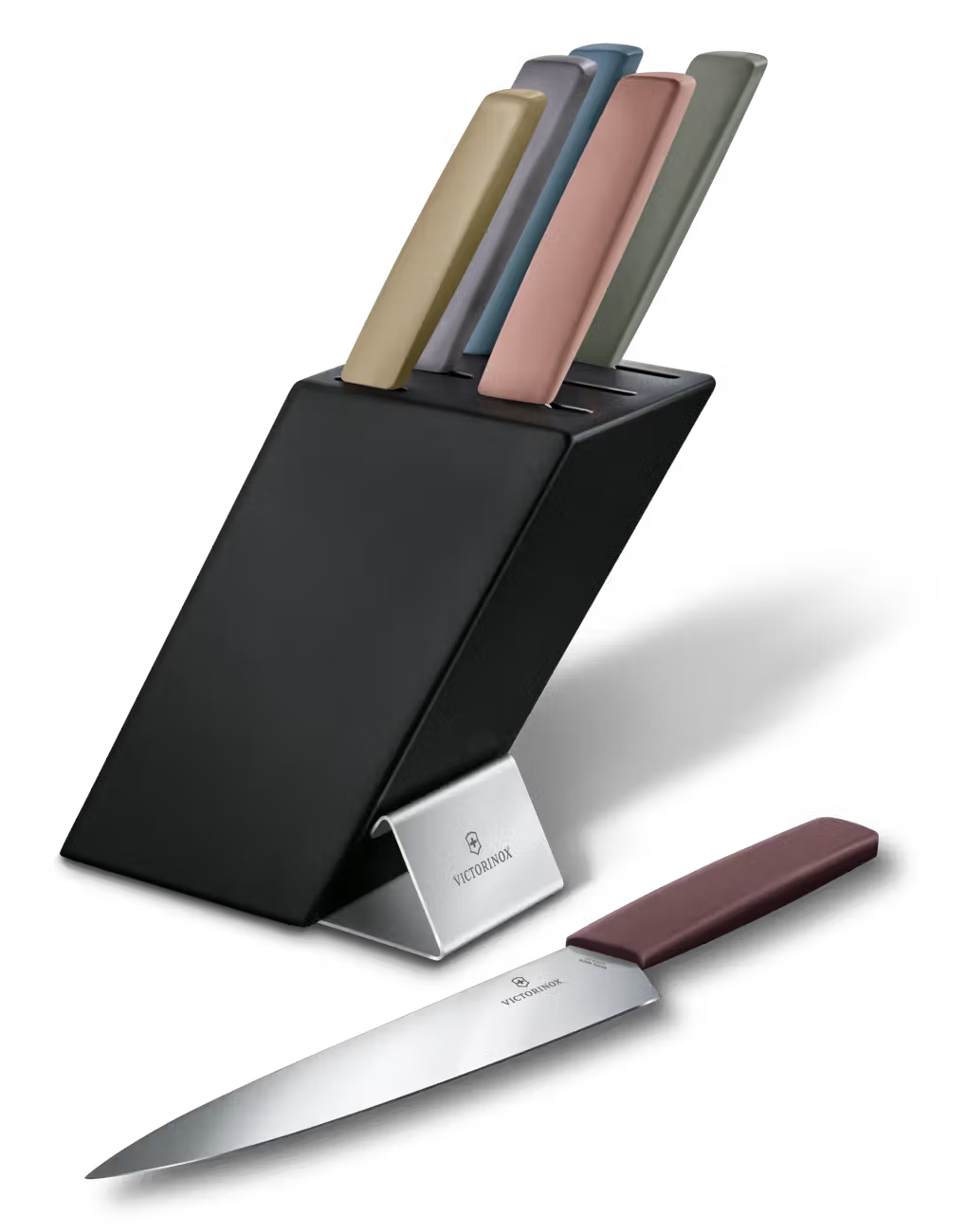 Swiss Made Modern Knife Block 6 Pieces Multicolor Beechwood Knife Set (6.7186.66)