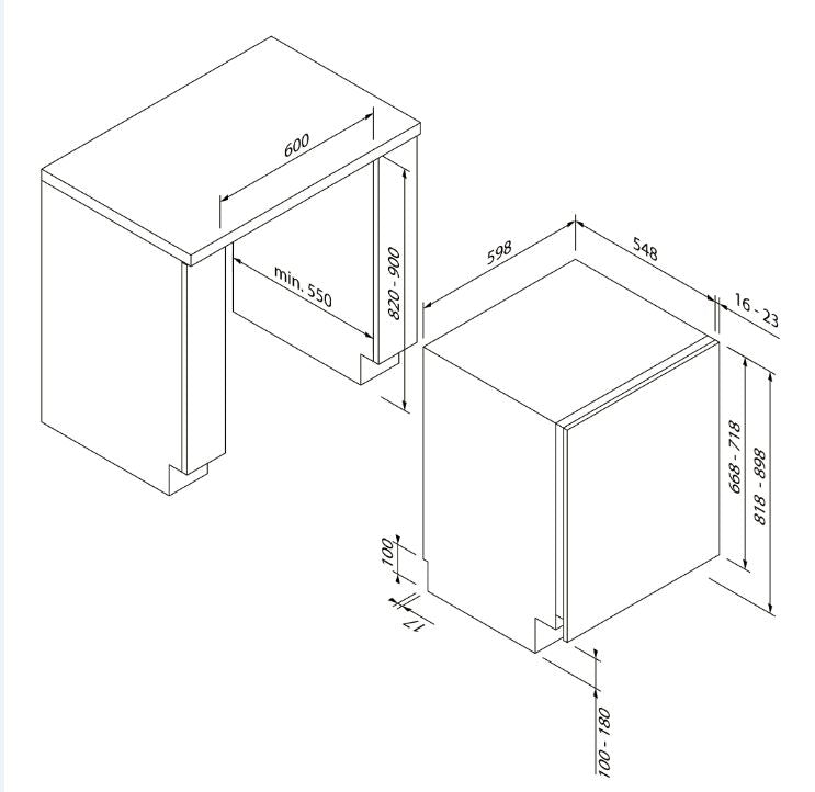 Built-In Undercounter Refrigeration 5CP 221FD0 110 Litre With Automatic Defrost