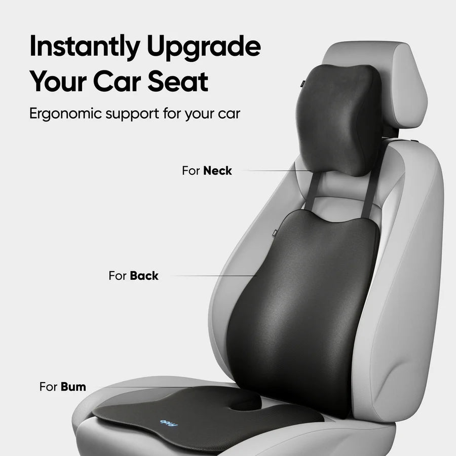 Ultimate Car Comfort Bundle with Backrest, Neck Rest & Seat Wedge for Complete Driving Support