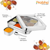 Stainless Steel Diamond Sqaure, Spice & Dry Fruits Container With See Through Glass Lid