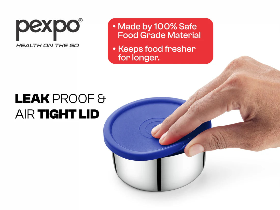 Pexpo Delight Steel Lunch Box  400 ML Blue