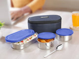 Pexpo Delight Steel Lunch Box  400 ML Blue