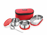 Pexpo Delight Steel Lunch Box  400 ML Red