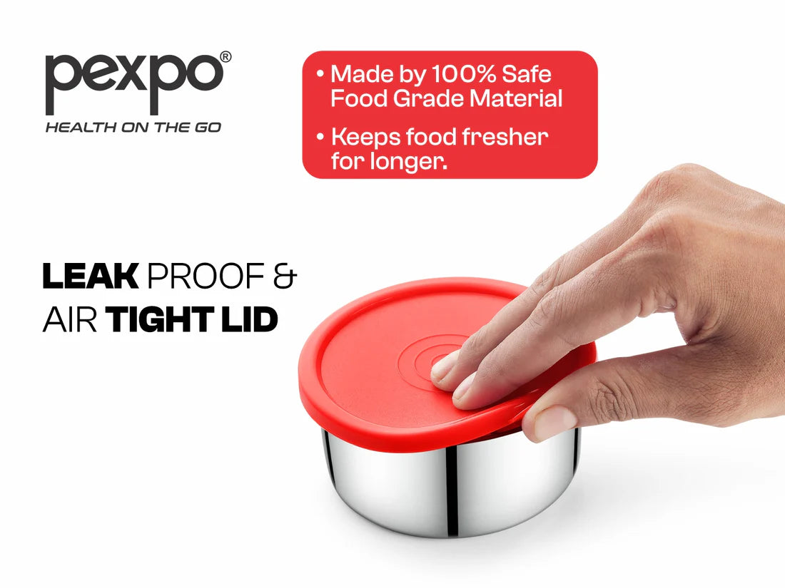 Pexpo Delight Steel Lunch Box  400 ML Red