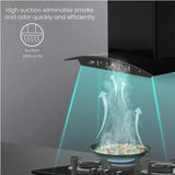 CHD-IMC60FLE-MBL-Curved Wall Mounted Chimney IntelliMotion 60 cm