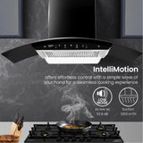 CHD-IMC90FLE-MBL-Curved Wall Mounted Chimney IntelliMotion 90 cm