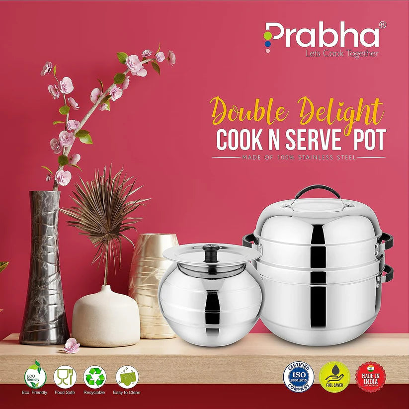 Prabha Double Delight Cook N Serve Pot – Thermal Rice Cooker 1L