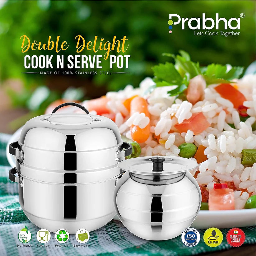 Prabha Double Delight Cook N Serve Pot – Thermal Rice Cooker 1L