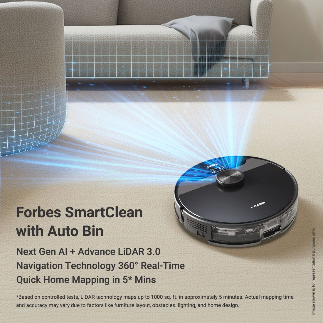 Smartclean Robotic Vacuum Cleaner & Mop with Wi-Fi Connectivity (Smart Voice Control, Black & Orange)