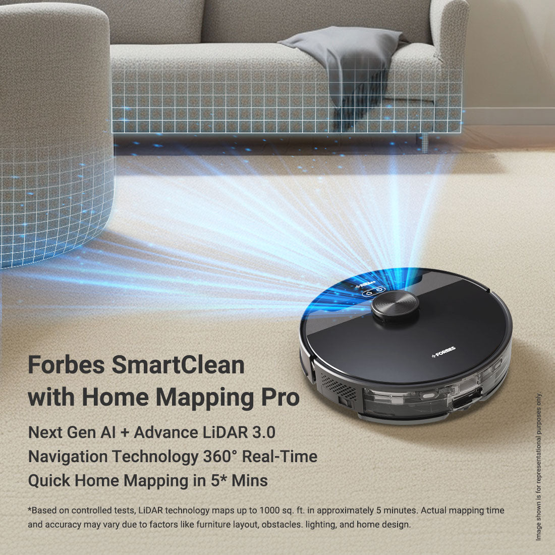 Smartclean Home Mapping Pro Vacuum Cleaner with 3-in-1 Cleaning System | 4L Capacity (Black)