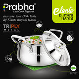 Elante Tri-Ply Biryani Handi With Lid – 2.8L, 18cm