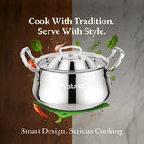 Elante Tri-Ply Biryani Handi With Lid – 2.8L, 18cm