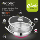 Elante Tri-Ply Kadhai With Glass Lid – 5.5L, 30cm