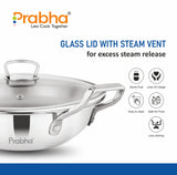 Elante Tri-Ply Kadhai With Glass Lid – 5.5L, 30cm