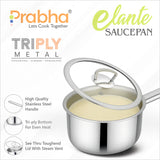 Elante Tri-Ply Saucepan With Glass Lid – 1.2L, 14cm