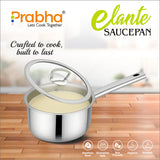 Elante Tri-Ply Saucepan With Glass Lid – 1.2L, 14cm