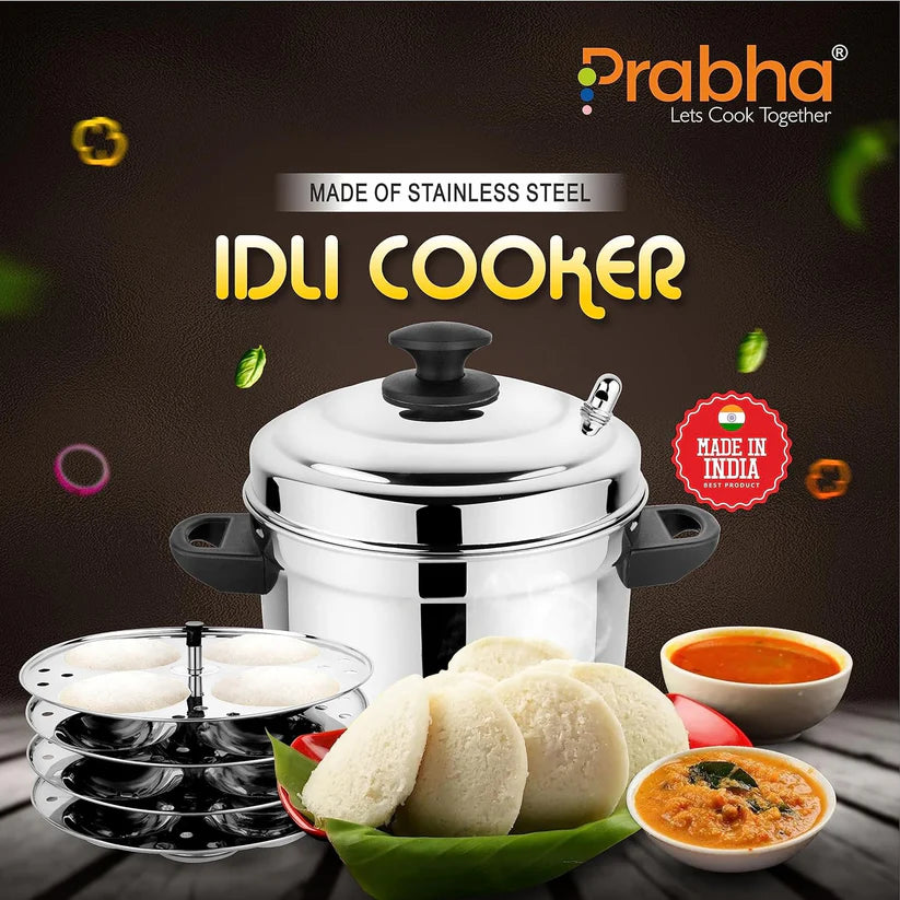 Stainless Steel Heavy Gauge Elegant Idli Cooker With Lid – 4 Plates