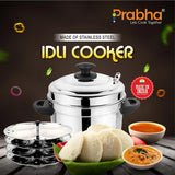 Stainless Steel Heavy Gauge Elegant Idli Cooker With Lid – 4 Plates