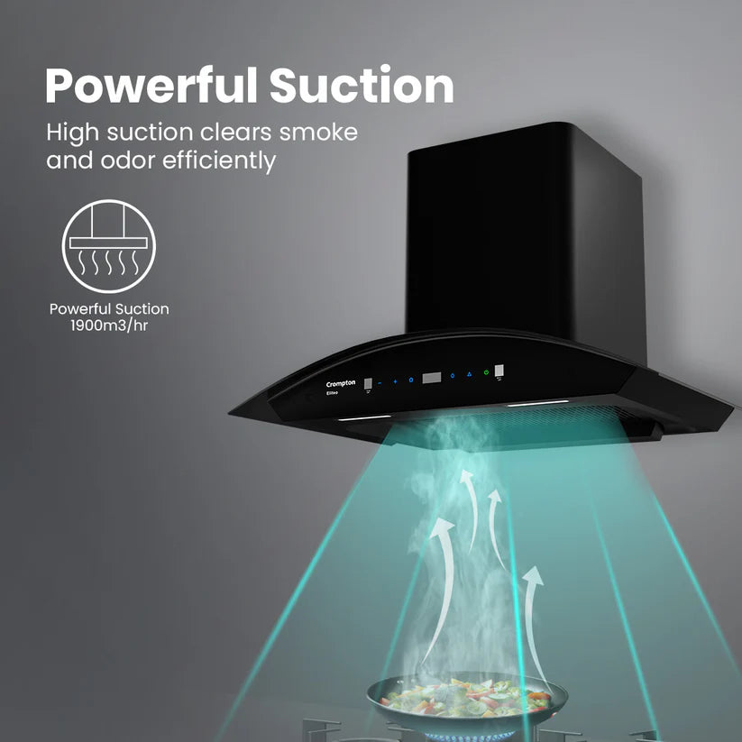 CHD-ELC60FLE-IND 60cm Eliteo Curved Series Filterless Wall Mounted Chimney