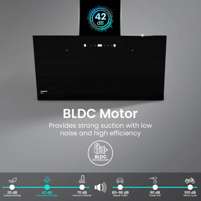 CHD-ELI90FLE-IND 90cm Filterless Wall Mounted Chimney Eliteo Inclined Series