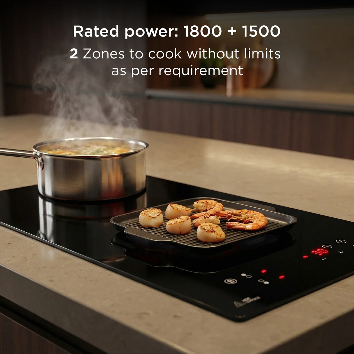 2 Zone Built-in Induction Hob with 9 Power Levels Touch Control Timer (BH1015IC2Z)