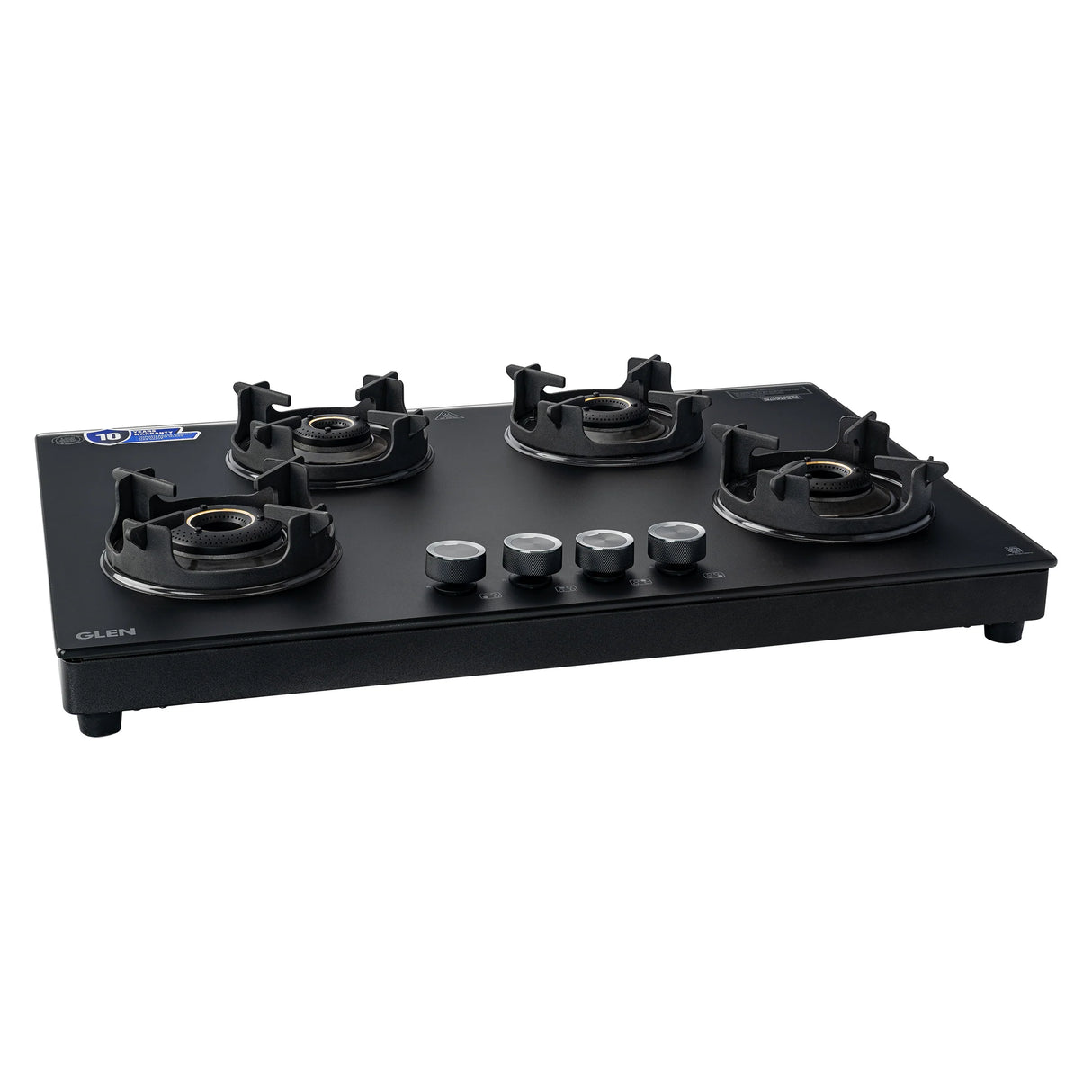 4 Burner Ultra Slim Matte Glass LPG Stove with Forged Brass Burners (CT1045USMG)