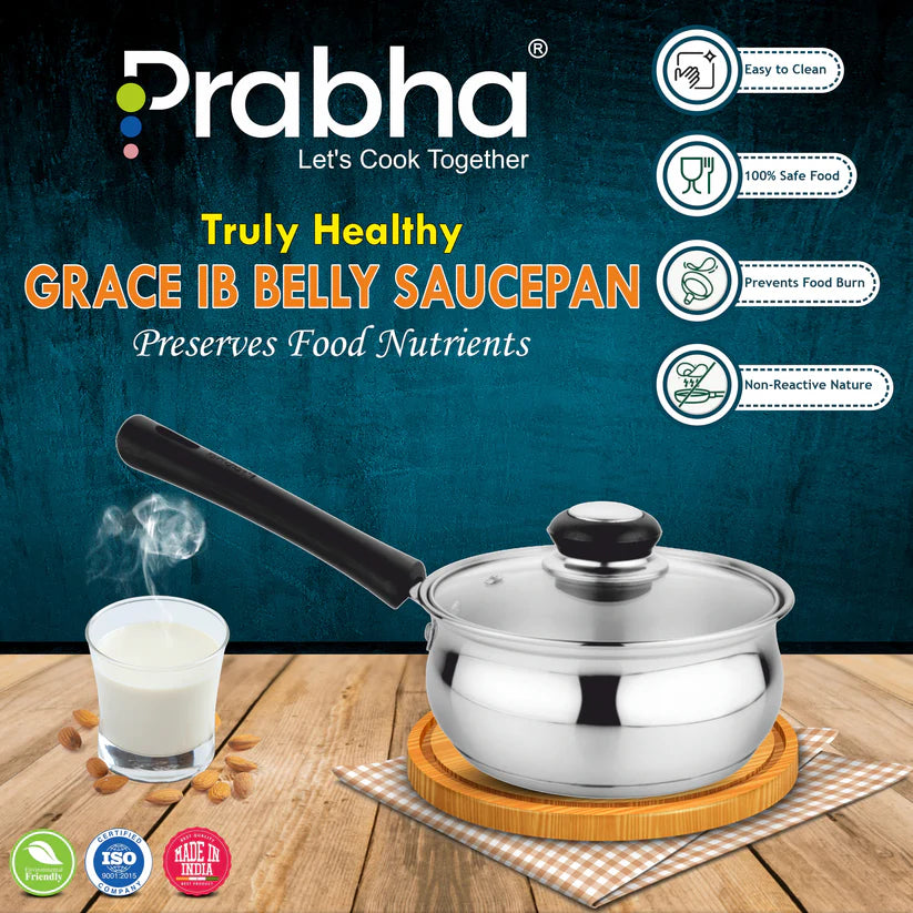 Grace IB Belly Saucepan With Lid – 1.4L, 16cm